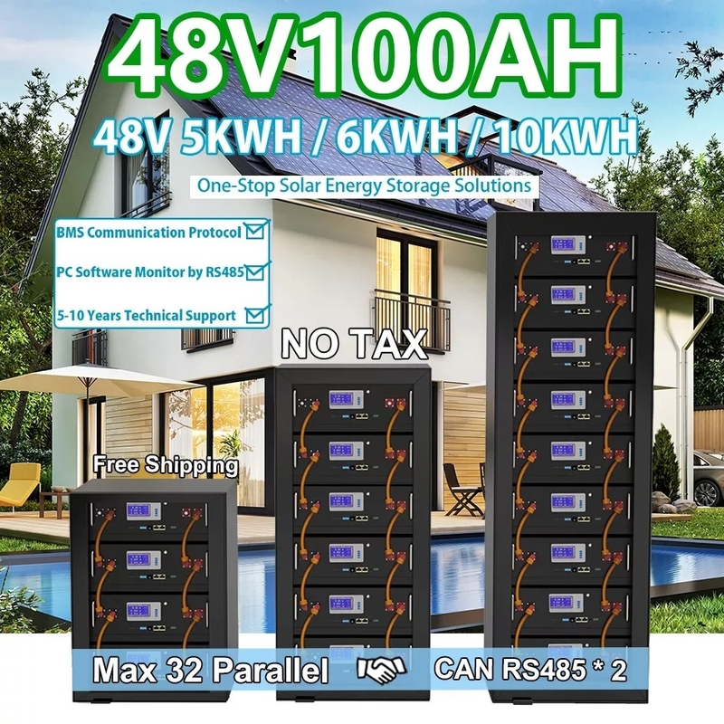 Litio a energia solare Ion Phosphate Battery Pack 12V 48V 100Ah dei sistemi di memorizzazione di 5KW 10KW LiFePO4