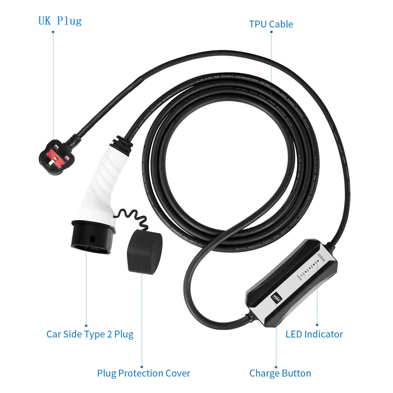 Tipo portatile del caricatore 16A/32A dell'automobile elettrica - (IEC 62196-2) caricatore portatile veloce 2 per la casa